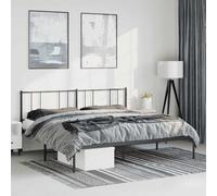 BOWEKAM Mobili, Letti e accessori, Letti e telai del letto, Struttura letto in metallo senza materasso con testiera nera 193 x 203 cm