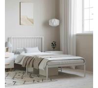 BOWEKAM Mobili, Letti e Accessori, Letti e Telai del letto, Struttura letto in metallo senza materasso con testiera bianca 100x190 cm