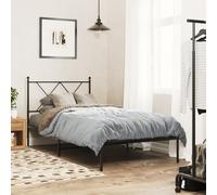 BOWEKAM Mobili, Letti e Accessori, Letti e Telai del letto, Struttura letto in metallo senza materasso con testiera nera 90x200 cm