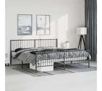 BOWEKAM Mobili,Letti e accessori,Letti e telai del letto,Struttura letto in metallo senza materasso con pediera nera 193x203cm