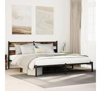 BOWEKAM Mobili,Letti e accessori,Letti e telai del letto,Struttura letto in metallo senza materasso Rovere fumé 193x203 cm