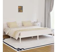 BOWEKAM Mobili, Letti e accessori, Letti e telai del letto, Telaio del letto senza materasso in legno massello di pino 200 x 200 cm, bianco