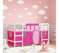 BOWEKAM Mobili,Letti e accessori,Letti e telai per letti,Letto a soppalco per bambini con tende senza materasso rosa 80x200cm