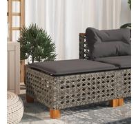 BOWEKAM Mobili,Mobili da esterno,Poggiapiedi esterni,Sgabello da giardino con cuscino grigio 63,5x56x32 cm Poly Rattan