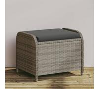 BOWEKAM Mobili,Mobili da esterno,Poggiapiedi per esterni,Sgabello da giardino con cuscino grigio 58x46x46 cm Poly Rattan