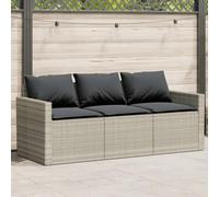 BOWEKAM Mobili,Mobili da esterno,Posti a sedere all'aperto,Divani da giardino,Divano da giardino con cuscini 3 posti grigio chiaro Poly Rattan