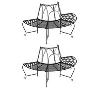 BOWEKAM Mobili, mobili da esterno, posti a sedere all'aperto, panchine da esterno, panca semicircolare per albero 2 pezzi 159 cm acciaio nero