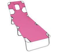 BOWEKAM Mobili, mobili da esterno, posti a sedere all'aperto, sedie a sdraio, sdraio pieghevole con cuscino per la testa in acciaio Magento rosa