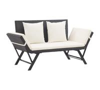 BOWEKAM Mobili,Mobili da esterno,Sedute all'aperto,Panchine da giardino con cuscini Nero 176 cm Poly Rattan