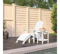 BOWEKAM Mobili,Mobili da esterno,Sedute all'aperto,Sedie da esterno,Sedia da giardino Adirondack con poggiapiedi e tavolo HDPE Bianco