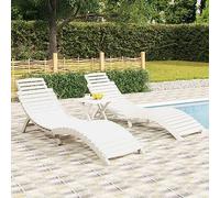 BOWEKAM Mobili,Mobili da esterno,Sedute all'aperto,Sedie prendisole,Lettini prendisole 2 pz Bianco 184x55x64 cm Legno Massello Acacia