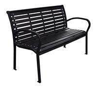 BOWEKAM Mobili, mobili da esterno, sedute da esterno, panchine da esterno, panca da giardino nera, 116 cm, acciaio e WPC