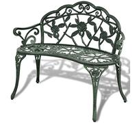 BOWEKAM Mobili, mobili da esterno, sedute da esterno, panchine da giardino, 100 cm, in alluminio pressofuso, colore verde