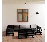 BOWEKAM Mobili,Mobili da esterno,Set di mobili da esterno,11 pezzi Garden Lounge Set Solid Pinewood