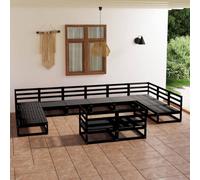 BOWEKAM Mobili,Mobili da esterno,Set di mobili da esterno,12 pezzi Garden Lounge Set Solid Pinewood