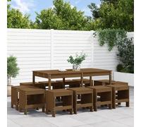 BOWEKAM Mobili,Mobili da esterno,Set di mobili da esterno,13 pezzi Set da pranzo da giardino in legno massello di pino marrone miele