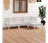 BOWEKAM Mobili,Mobili da esterno,Set di mobili da esterno,4 pezzi Garden Lounge Set Solid Pinewood Bianco