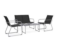 BOWEKAM Mobili,Mobili da esterno,Set di mobili da esterno,4 pezzi Garden Lounge Set Tessuto & Acciaio Nero