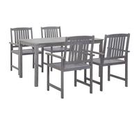 BOWEKAM Mobili,Mobili da esterno,Set di mobili da esterno,5 pezzi Set da pranzo all'aperto grigio solido legno di acacia
