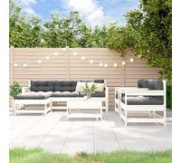 BOWEKAM Mobili,Mobili da esterno,Set di mobili da esterno,7 pezzi Garden Lounge Set Bianco Legno massello pino