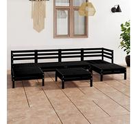 BOWEKAM Mobili,Mobili da esterno,Set di mobili da esterno,7 pezzi Set da giardino in legno massello nero pino