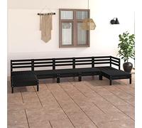 BOWEKAM Mobili,Mobili da esterno,Set di mobili da esterno,7 pezzi Set da giardino in legno massello nero pino