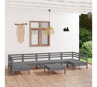 BOWEKAM Mobili,Mobili da esterno,Set di mobili da esterno,8 pezzi Garden Lounge Set Grigio Legno massello Pino
