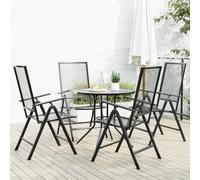 BOWEKAM Mobili,Mobili da esterno,Set di mobili da esterno,Sedia da giardino reclinabile Set 5 pezzi Acciaio verniciato a polvere antracite