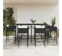 BOWEKAM Mobili,Mobili da esterno,Set di mobili da esterno,Set da 7 pezzi da giardino con cuscini in polyrattan nero