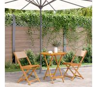 BOWEKAM Mobili, mobili da esterno, set di mobili da esterno, set da bistrot da 3 pezzi, tessuto beige e legno massello