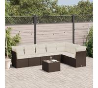 BOWEKAM Mobili,Mobili da esterno,Set di mobili da esterno,Set di divani da giardino da 8 pezzi con cuscini marrone Poly Rattan