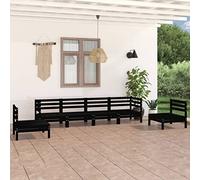 BOWEKAM Mobili,Mobili da esterno,Set di mobili da giardino,6 pezzi Set da giardino in legno di pino massello nero