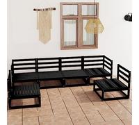 BOWEKAM Mobili,Mobili da esterno,Set di mobili da giardino,6 pezzi Set da giardino in legno di pino massello nero