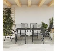 BOWEKAM Mobili,Mobili da esterno,Set di mobili da giardino,7 pezzi Set da pranzo da giardino antracite rete metallica
