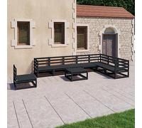 BOWEKAM Mobili,Mobili da esterno,Set di mobili da giardino,9 pezzi Set da giardino in legno di pino massello nero