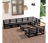 BOWEKAM Mobili,Mobili da esterno,Set di mobili da giardino,9 pezzi Set da giardino in legno di pino massello nero