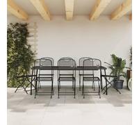 BOWEKAM Mobili,Mobili da esterno,Set di mobili da giardino,9 pezzi Set da pranzo da giardino antracite rete metallica