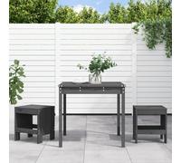 BOWEKAM Mobili,Mobili da esterno,Set di mobili da giardino,Set da giardino da 3 pezzi in legno massello grigio pino
