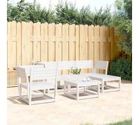 BOWEKAM Mobili,Mobili da esterno,Set di mobili da giardino,Set da giardino da 5 pezzi in legno massello bianco pino