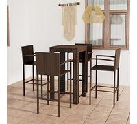 BOWEKAM Mobili,Mobili da esterno,Set di mobili per esterni,Set da bar all'aperto da 5 pezzi con bracciolo Poly Rattan Marrone