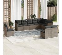 BOWEKAM Mobili,Mobili da esterno,Set di mobili per esterni,Set di divani da giardino da 10 pezzi con cuscini in rattan grigio