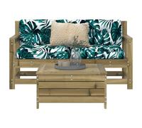 BOWEKAM Mobili,Mobili da esterno,Set di mobili per esterni,Set di divani da giardino in legno impregnato di pino 3 pezzi
