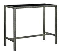 BOWEKAM Mobili, mobili da esterno, tavoli da esterno, tavolo da bar da giardino, grigio, 130 x 60 x 110 cm, polyrattan e vetro