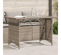 BOWEKAM Mobili, mobili da esterno, tavoli da esterno, tavolo da giardino con piano in vetro, grigio, 110 x 68 x 70 cm, polyrattan