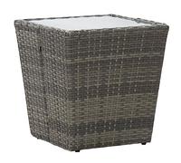 BOWEKAM Mobili,Mobili da esterno,Tavoli da esterno,Tavolo da tè Grigio 41,5x41,5x43 cm Poly Rattan e Vetro Temperato