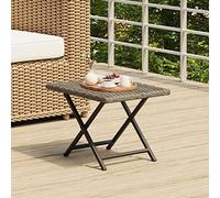 BOWEKAM Mobili,Mobili da esterno,Tavoli da esterno,Tavolo pieghevole Grigio 45x35x32 cm Poly Rattan