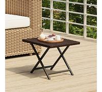 BOWEKAM Mobili,Mobili da esterno,Tavoli da esterno,Tavolo pieghevole Marrone 45x35x32 cm Poly Rattan