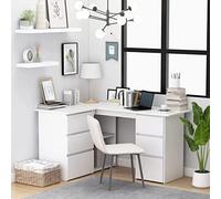 BOWEKAM Mobili,Mobili per ufficio,Scrivanie,Scrivania ad angolo Bianco 145x100x76 cm Legno Ingegnerizzato