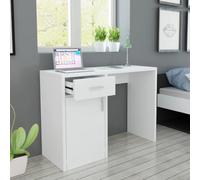 BOWEKAM Mobili,Mobili per ufficio,Scrivanie,Scrivania,Scrivania con Cassetto e Armadietto Bianco 100x40x73 cm