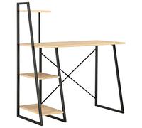 BOWEKAM Mobili,Mobili per ufficio,Scrivanie,Scrivania,Scrivania con Scaffale Nero e Rovere 102x50x117 cm